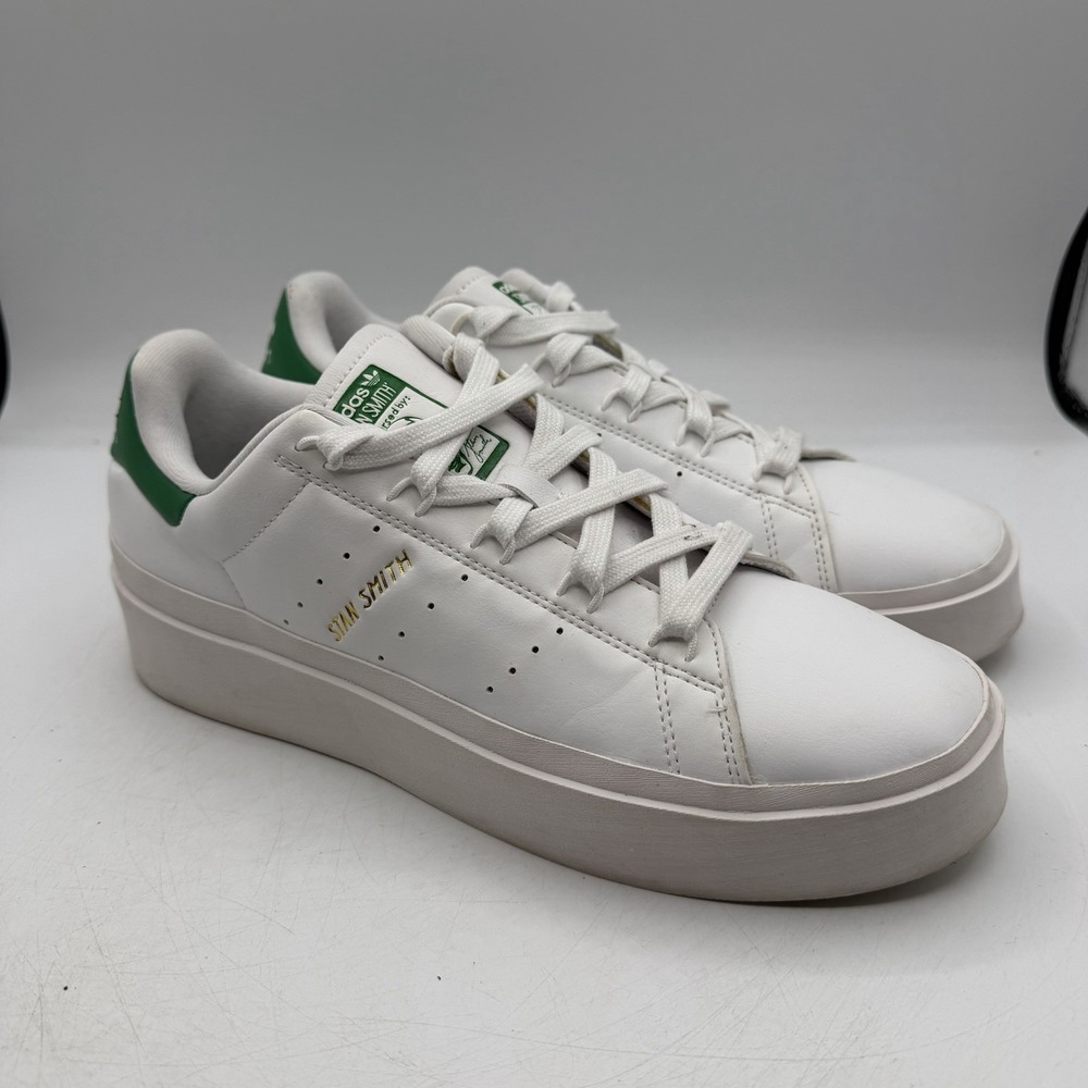 Adidas Stan Smith Bonega Shoes Womens 10.5 White/Green Platform Sneakers GY9310